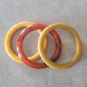 Trio Bakelite Bangles Bracelets Vintage